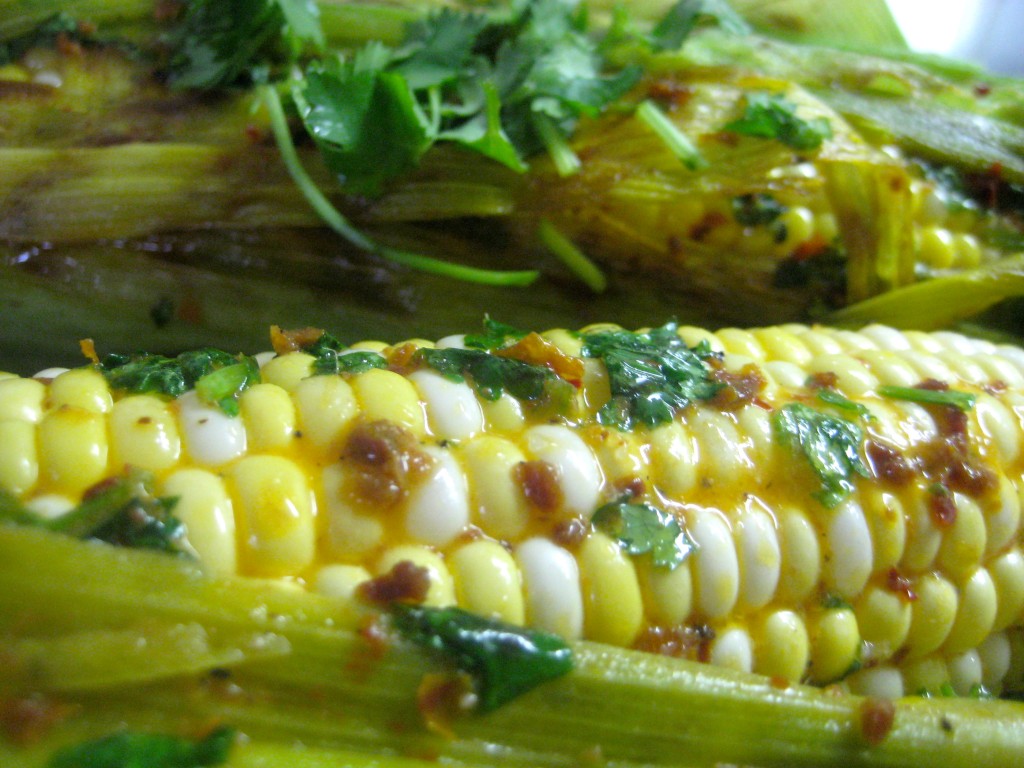 CilantroHarissa Grilled Corn